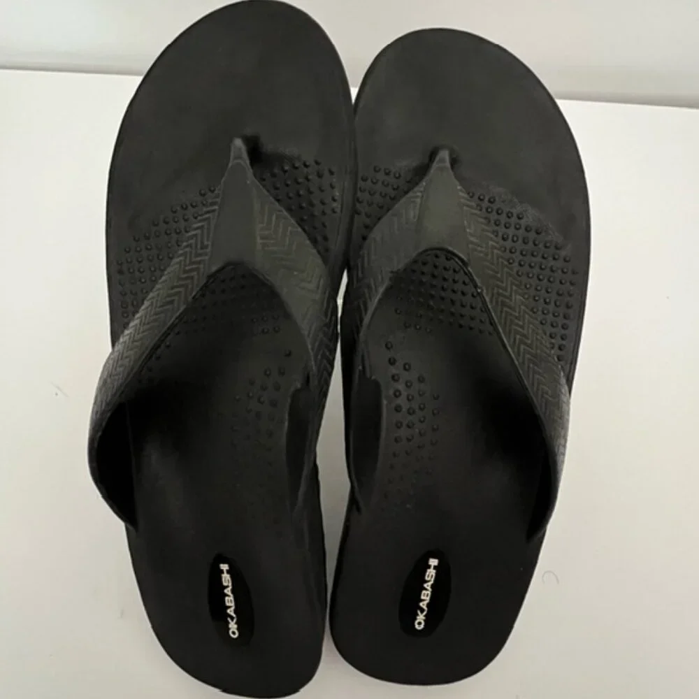 OKABASHI Mens Flip Flops, Black, Size XL